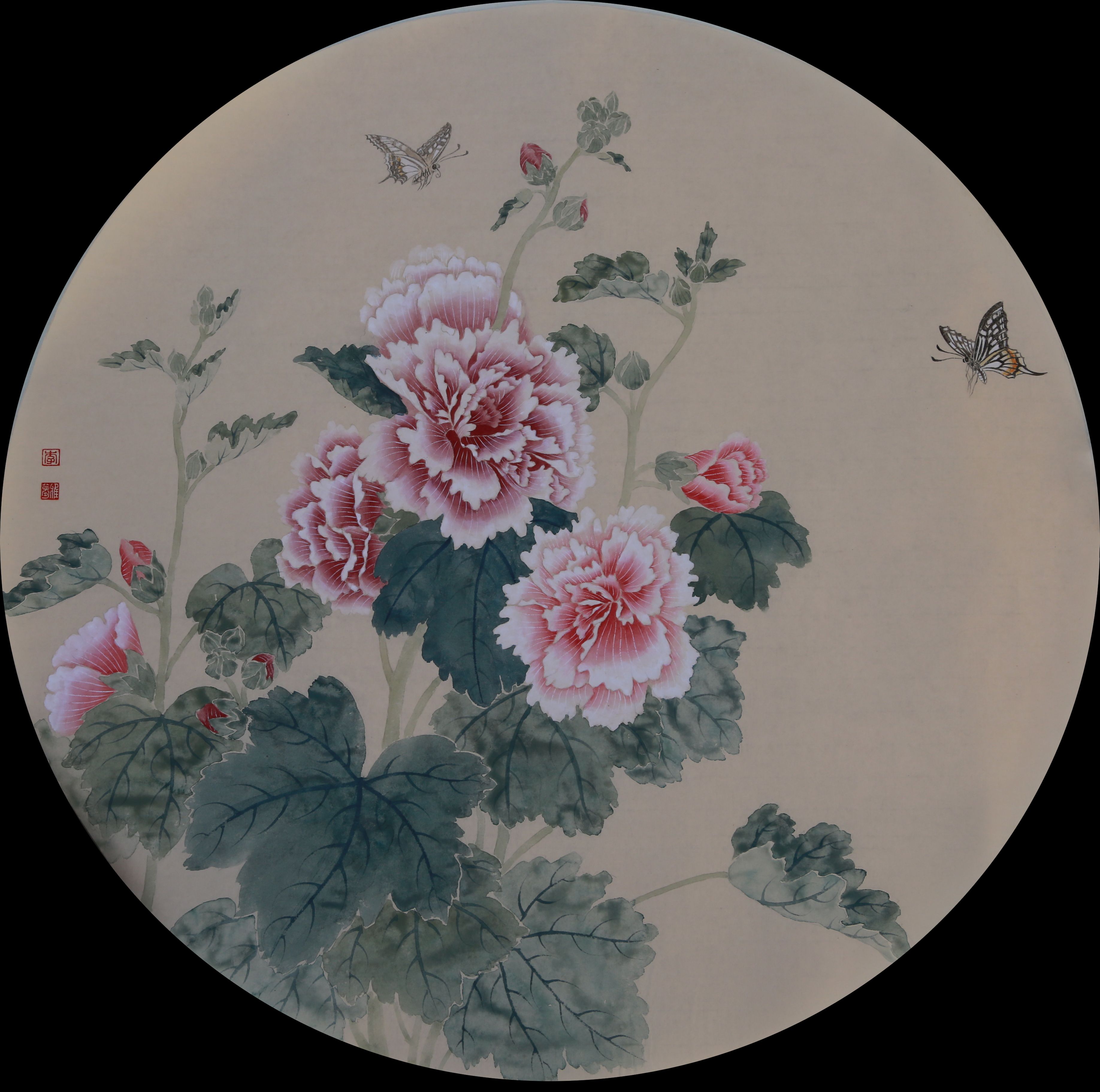 图7-《春暖花开》65cm×65cm 纸本花鸟 李富贵